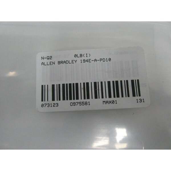 Allen Bradley AUXILIARY TERMINAL AND CONTACT BLOCK - 194E-A-PD10