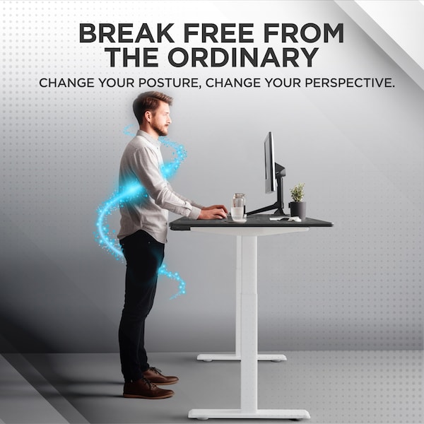Uncaged Ergonomics RiseUpElectricStandingDesk60X30"BlackDesktopDualMotorMemory, RUwbkMDF60 - RUWBKMDF60
