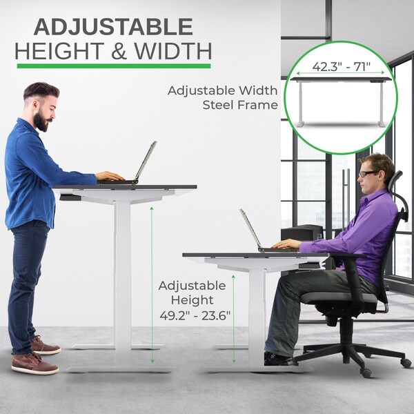 Uncaged Ergonomics RiseUpElectricStandingDesk60X30"BlackDesktopDualMotorMemory, RUwbkMDF60 - RUWBKMDF60