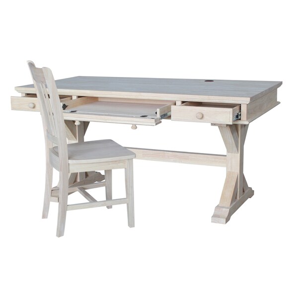 International Concepts Executive Desk, with Canyon Base 32 in D X 30 in H, 60 in W X Wood, Unfinished - K-OF64T-64C