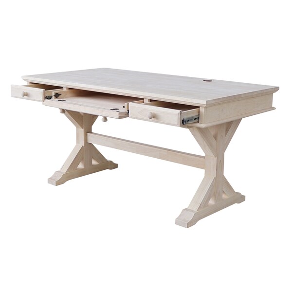 International Concepts Executive Desk, with Canyon Base 32 in D X 30 in H, 60 in W X Wood, Unfinished - K-OF64T-64C