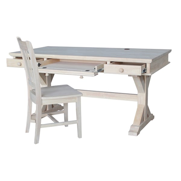 International Concepts Executive Desk, with Canyon Base 32 in D X 30 in H, 60 in W X Wood, Unfinished - K-OF64T-64C