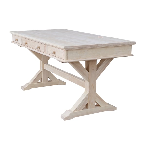 International Concepts Executive Desk, with Canyon Base 32 in D X 30 in H, 60 in W X Wood, Unfinished - K-OF64T-64C
