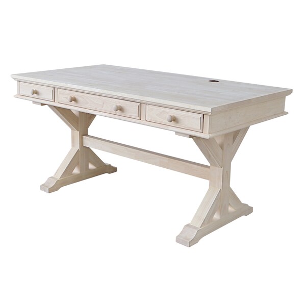 International Concepts Executive Desk, with Canyon Base 32 in D X 30 in H, 60 in W X Wood, Unfinished - K-OF64T-64C