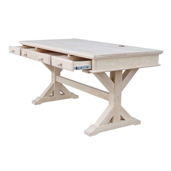 International Concepts Executive Desk, with Canyon Base 32 in D X 30 in H, 60 in W X Wood, Unfinished - K-OF64T-64C