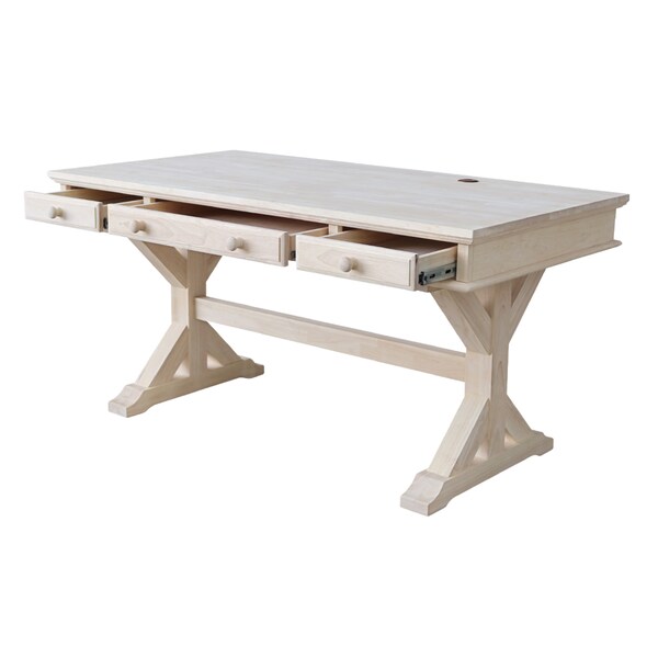 International Concepts Executive Desk, with Canyon Base 32 in D X 30 in H, 60 in W X Wood, Unfinished - K-OF64T-64C
