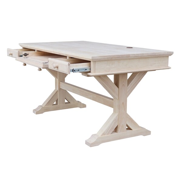 International Concepts Executive Desk, with Canyon Base 32 in D X 30 in H, 60 in W X Wood, Unfinished - K-OF64T-64C