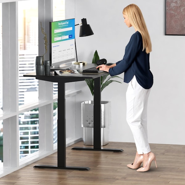Uncaged Ergonomics RiseUpElectricStandingDesk60X30"BlkDesktopDualMotorMemory, RU2bbkMDF60 - RU2BBKMDF60