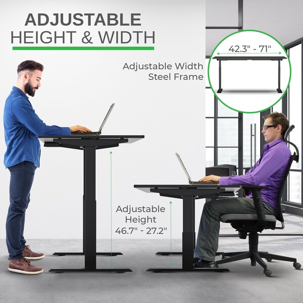 Uncaged Ergonomics RiseUpElectricStandingDesk60X30"BlkDesktopDualMotorMemory, RU2bbkMDF60 - RU2BBKMDF60