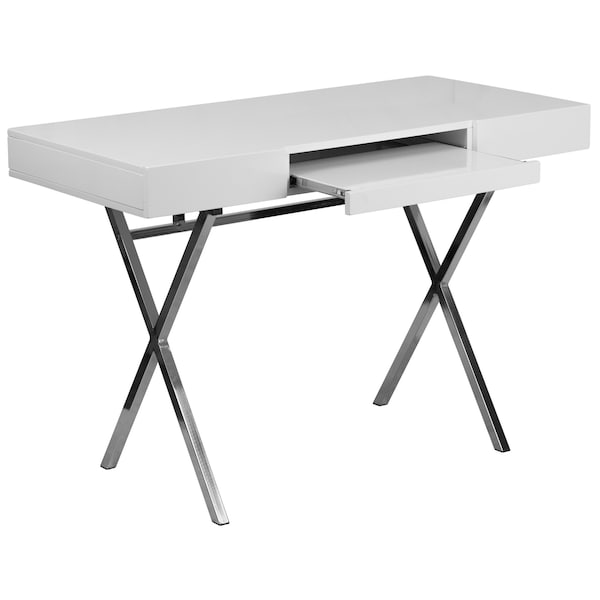 Flash Furniture Computer Desk Office Desk, 21-5/8" D X 30-1/2" H, 44-1/4" W X Plastic, Table Top: Laminate, White - NAN-JN-2960-GG
