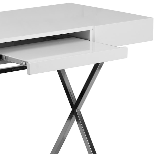 Flash Furniture Computer Desk Office Desk, 21-5/8" D X 30-1/2" H, 44-1/4" W X Plastic, Table Top: Laminate, White - NAN-JN-2960-GG