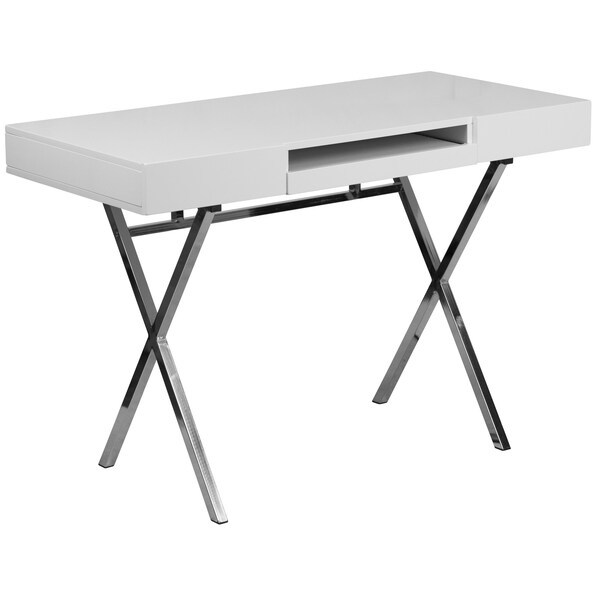 Flash Furniture Computer Desk Office Desk, 21-5/8" D X 30-1/2" H, 44-1/4" W X Plastic, Table Top: Laminate, White - NAN-JN-2960-GG