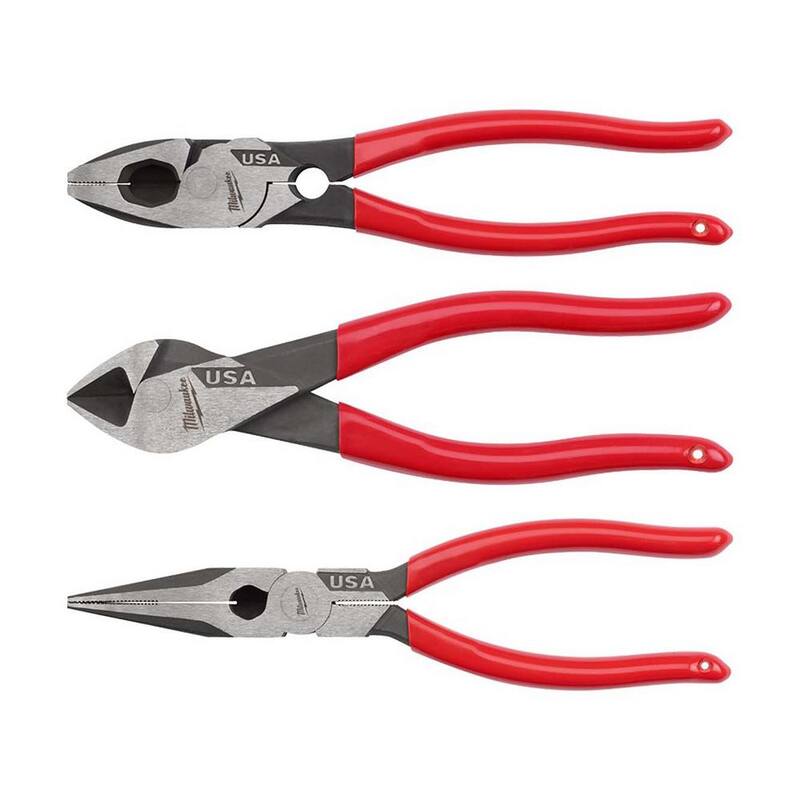 Milwaukee Linesman Plier with Thread Cleaner with 8 in. Long Nose Plier and 7 in. Diagonal Plier - MT500T-MT507-MT505