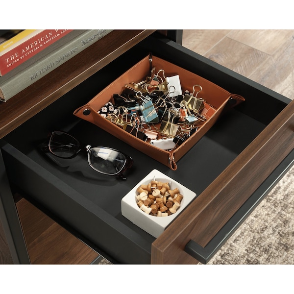 Sauder Single Ped Desk, 24.96 in D X 29.53 in H, 48.74 in W X Engineered wood, Metal - 429549