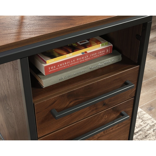 Sauder Single Ped Desk, 24.96 in D X 29.53 in H, 48.74 in W X Engineered wood, Metal - 429549