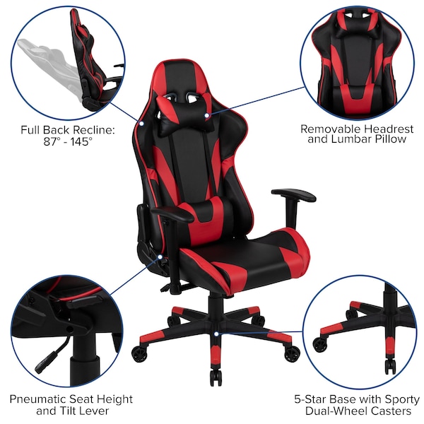 Flash Furniture Black Gaming Desk and Chair Set - BLN-X20RSG1031-RD-GG