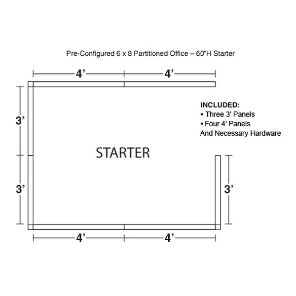 Interion By Global Industrial 96 in D X 60 in H, 72 in W X Fabric Panels / Wood Frame / Steel Connectors, Gray - 236621GY