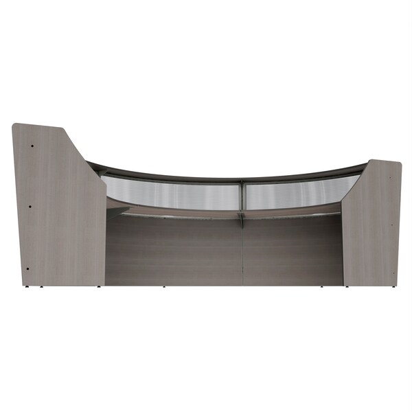 Linea Italia Curved Reception Desk 3 Units, Clear Panel, 143 inW x 71 inD, Ash - ZUD317