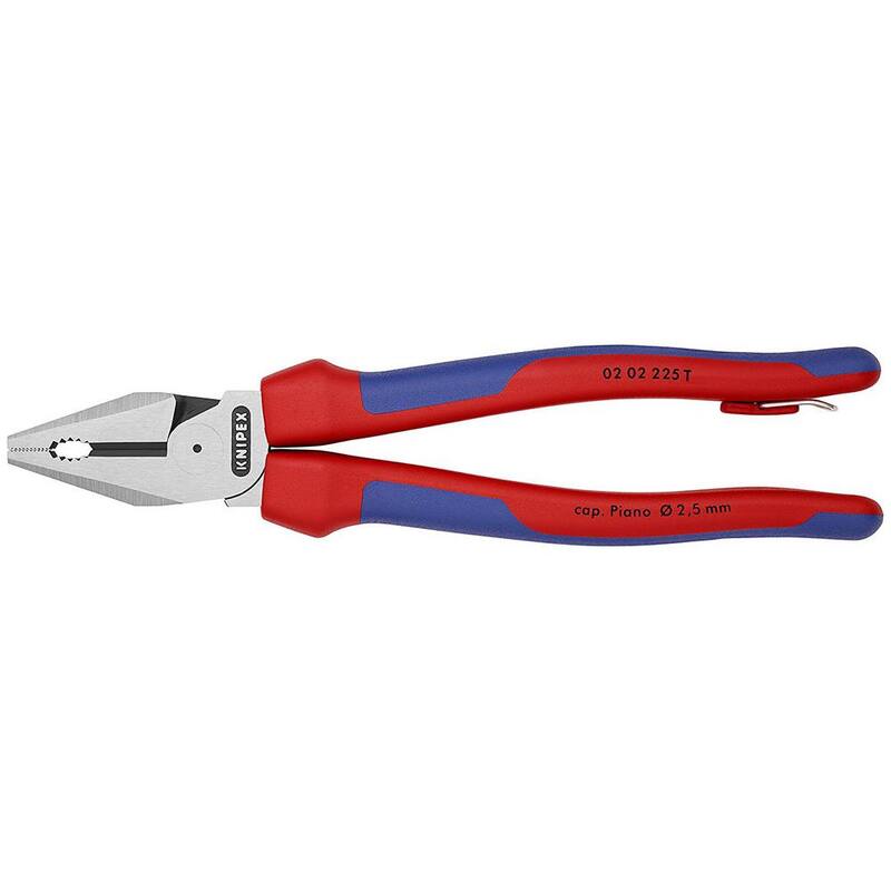 KNIPEX 9 in. High Leverage Combination Pliers with Dual-Component Comfort Grips and Tether Attachment - 02 02 225 T BKA