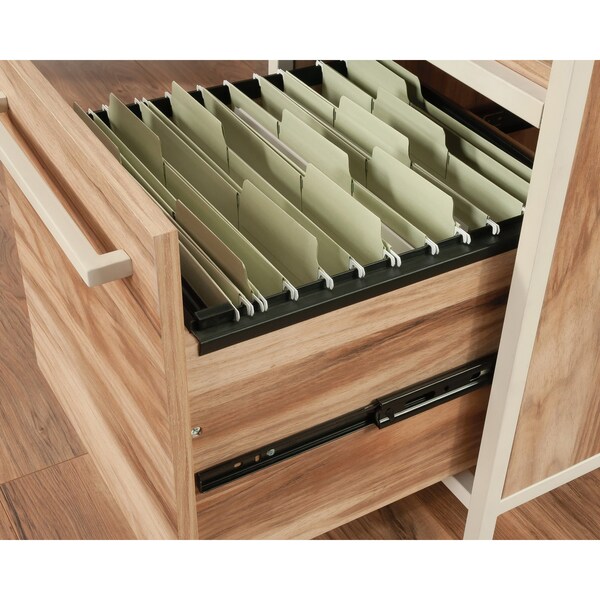 Sauder 65.984 in D X 29.252 in H, 65.984 in W X Engineered wood, Metal, Kiln Acacia - 433800