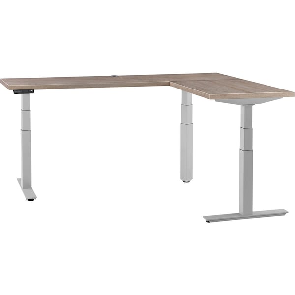 Interion By Global Industrial Sit Stand L-Desk, 24 in D X 23 to 48 in H, 60 in W X - 695777LGYGY