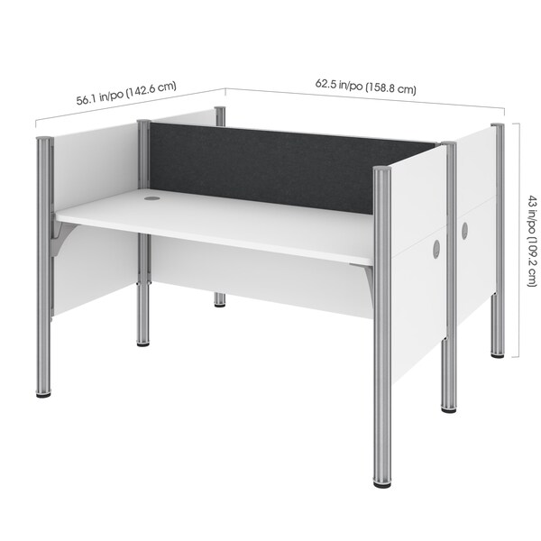Bestar Bestar Pro-Biz 63W Office Cubicles with Gray Tack Boards and Low Privacy Panels in white - 100870CG-17