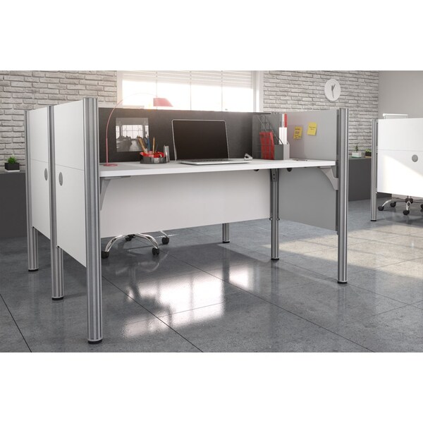 Bestar Bestar Pro-Biz 63W Office Cubicles with Gray Tack Boards and Low Privacy Panels in white - 100870CG-17