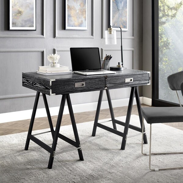 Inspired Home 47.2 x 23.5 x 30 in. Alleyne Writing Desk, Black - DK199-09BK-UE