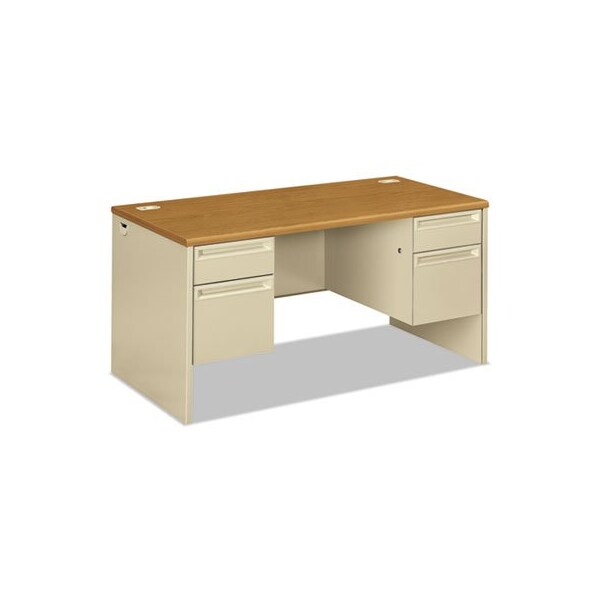 Hon HON, 38000 SERIES DOUBLE PEDESTAL DESK, 60W X 30D X 29.5H, HARVEST/PUTTY - 38155CL