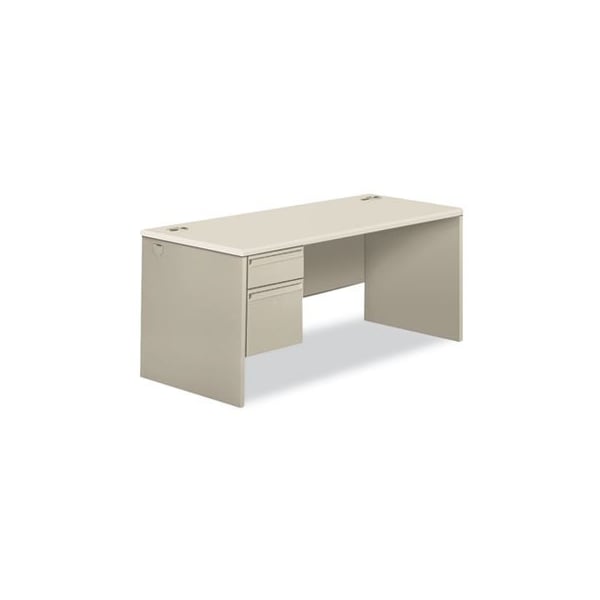 Hon HON, 38000 SERIES SINGLE PEDESTAL DESK, LEFT, 66W X 30D X 30H, SILVER MESH/LIGHT GRAY - 38292LB9Q