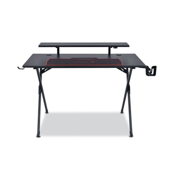 Emerge Vizon Gaming Desk with Raised Monitor Platform and Six-Color LED Lighting Strip, Black - 59260
