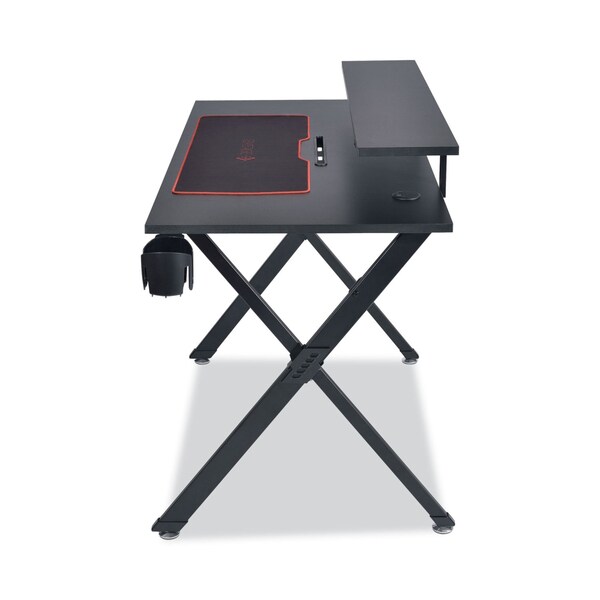 Emerge Vizon Gaming Desk with Raised Monitor Platform and Six-Color LED Lighting Strip, Black - 59260