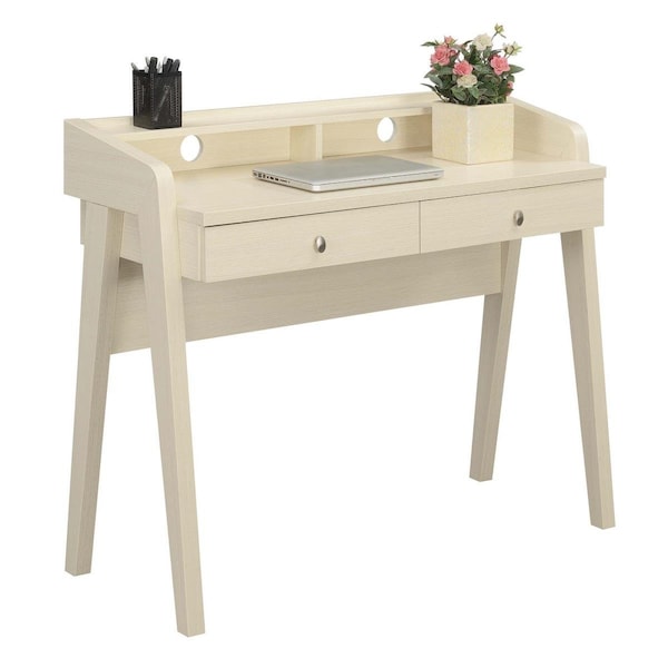 Bondad 34.75 x 18 x 42 in. Newport Deluxe 2 Drawer Desk with Shelf - Ivory - BO2824245