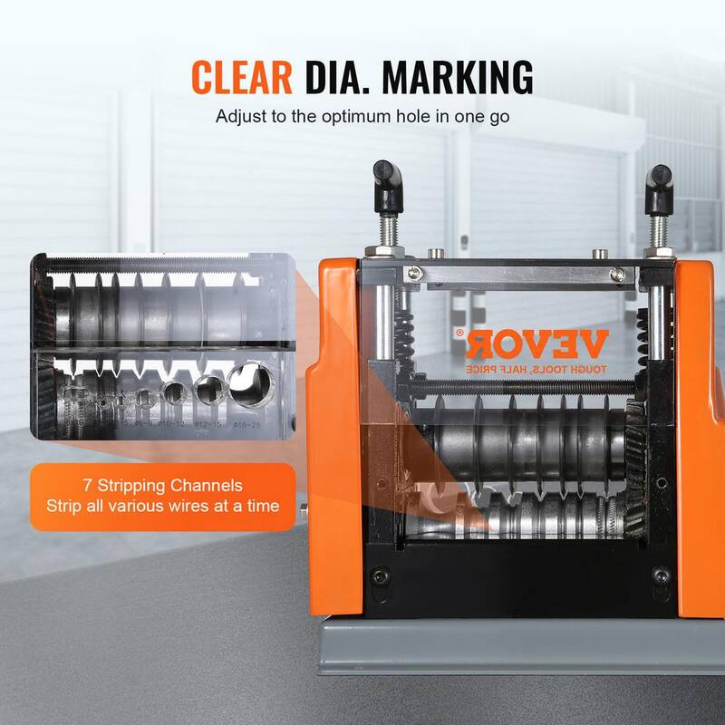 VEVOR Automatic Wire Stripper Machine 0.06 in. to 0.98 in. Electric Cable Peeler 60 Watt with Depth Reference & 1 Flat Channel - BXJL60W1525MM4XMQV1