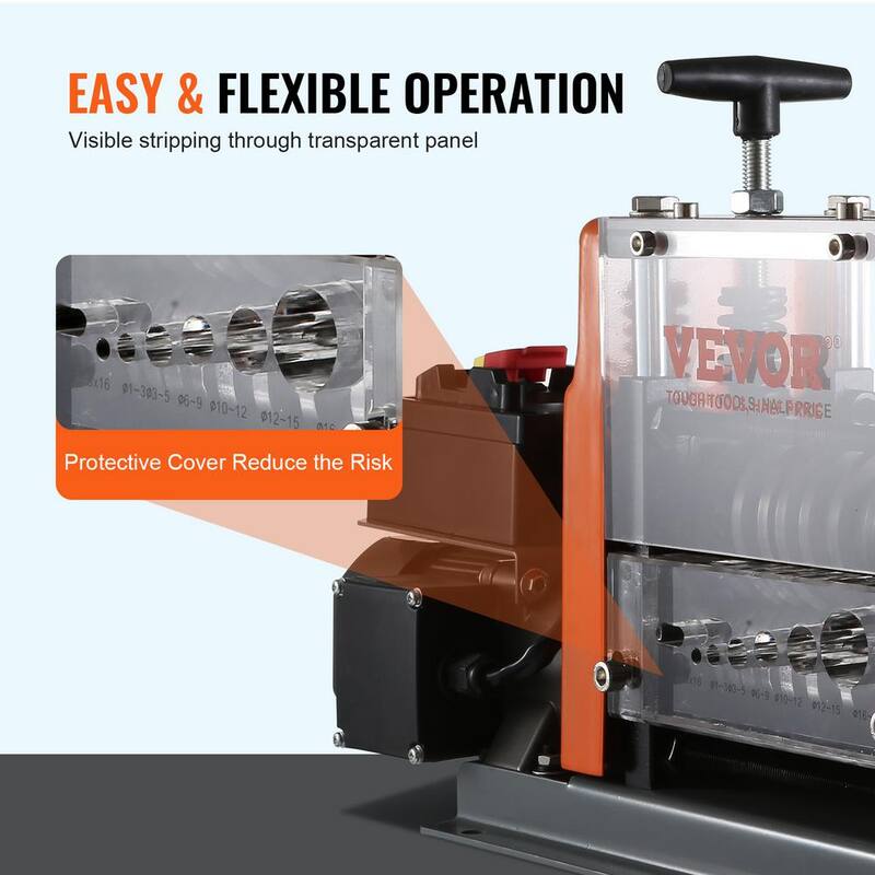 VEVOR Automatic Wire Stripper Machine 0.06 in. to 0.98 in. Electric Cable Peeler 60 Watt with Depth Reference & 1 Flat Channel - BXJL60W1525MM4XMQV1