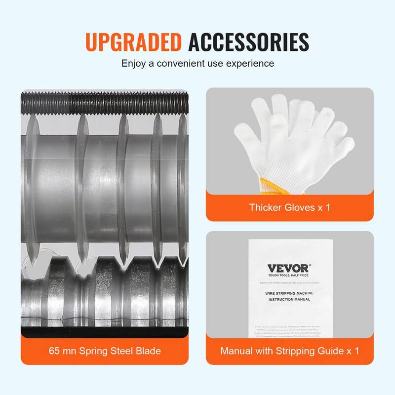 VEVOR Automatic Wire Stripper Machine 0.06 in. to 0.98 in. Electric Cable Peeler 60 Watt with Depth Reference & 1 Flat Channel - BXJL60W1525MM4XMQV1