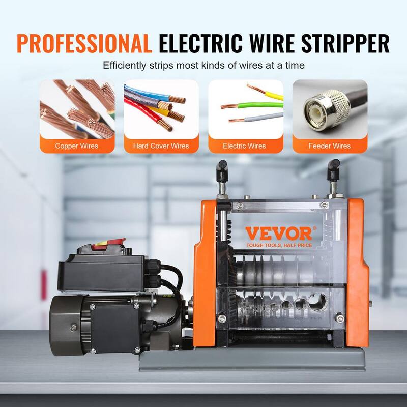 VEVOR Automatic Wire Stripper Machine 0.06 in. to 0.98 in. Electric Cable Peeler 60 Watt with Depth Reference & 1 Flat Channel - BXJL60W1525MM4XMQV1
