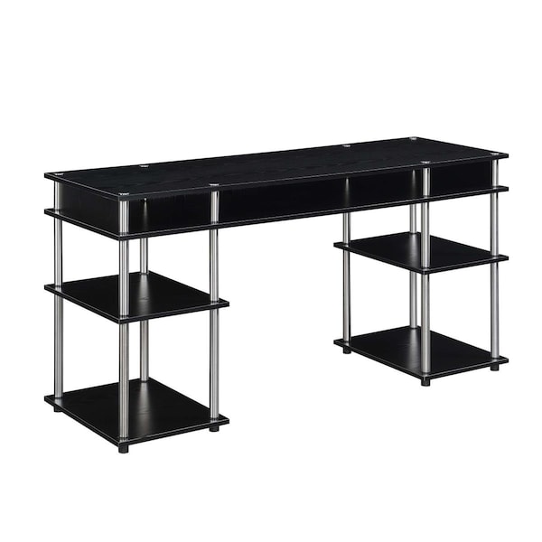 Convenience Concepts 60 in. Designs2Go No Tools Deluxe Student Desk with Shelves, Black - HI2540502
