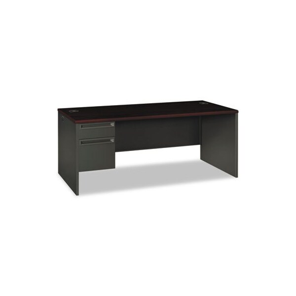 Hon HON, 38000 SERIES LEFT PEDESTAL DESK, 72W X 36D X 29.5H, MAHOGANY/CHARCOAL - 38294LNS