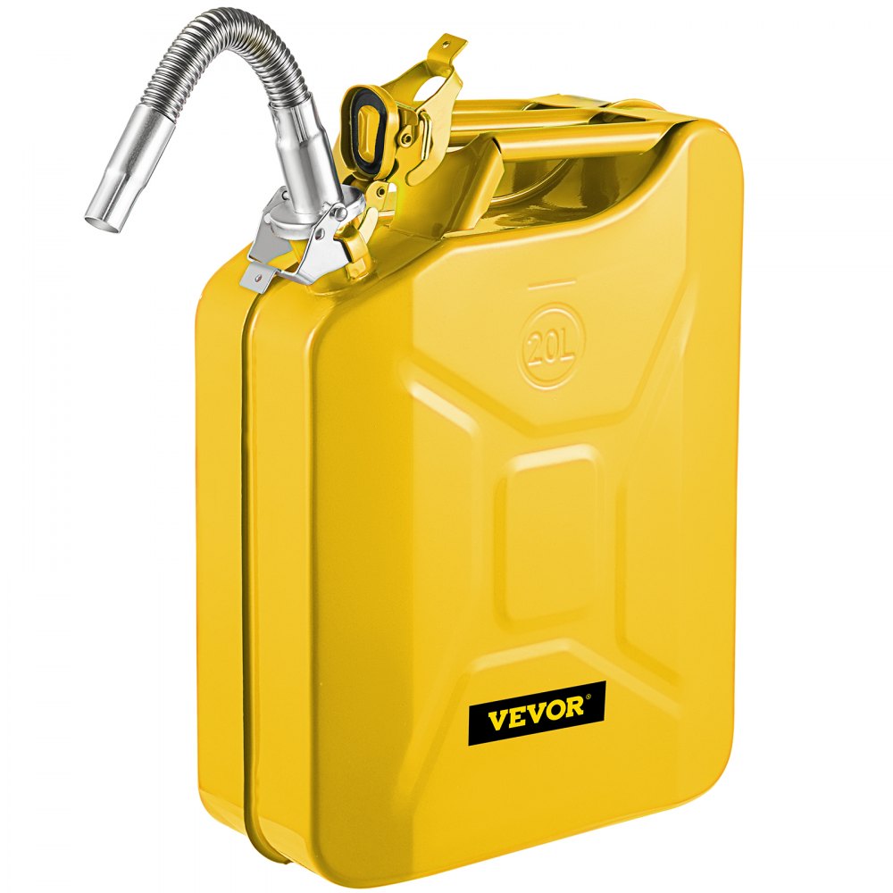 VEVOR Jerry Fuel Can, 5.3 Gallon / 20 L Portable Jerry Gas Can with Flexible Spout System, Rustproof ＆ Heat-resistant Steel Fuel Tank for Cars Trucks Equipment, Yellow - JBYTHSBDDWC3LGPANV0