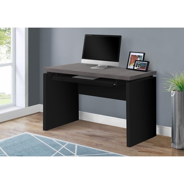 Homeroots 30.75 in. Black Particle Board MDF & Laminate Computer Desk with a Grey Top - 333536