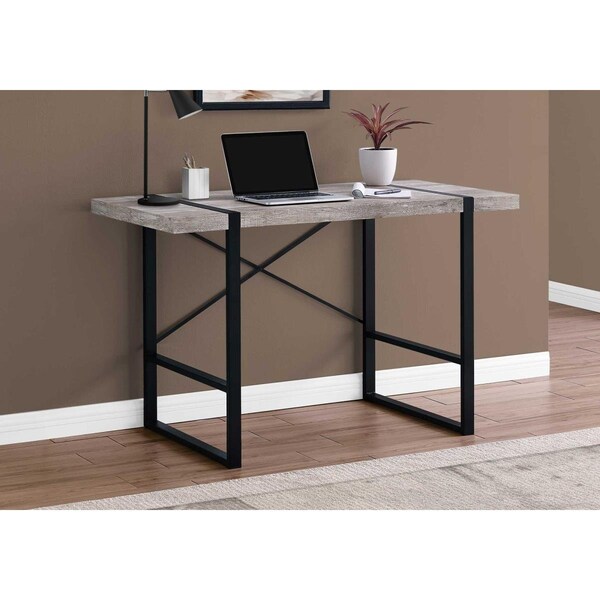 Gfancy Fixtures 30 in. Taupe Particle Board & Black Metal Computer Desk - GF2456725