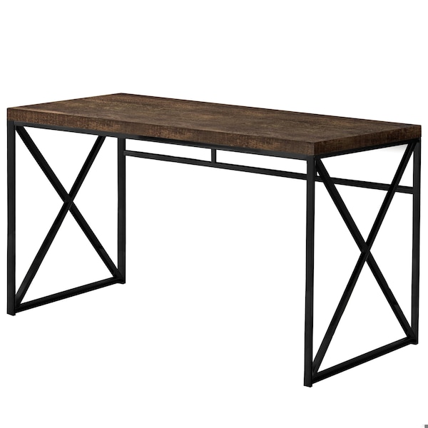 Homeroots 29.75 in. Brown Particle Board & Black Metal Computer Desk - 333547
