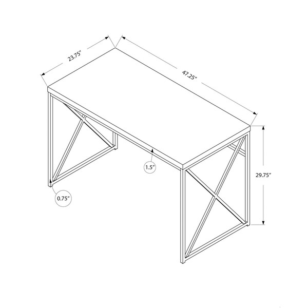 Homeroots 29.75 in. Brown Particle Board & Black Metal Computer Desk - 333547
