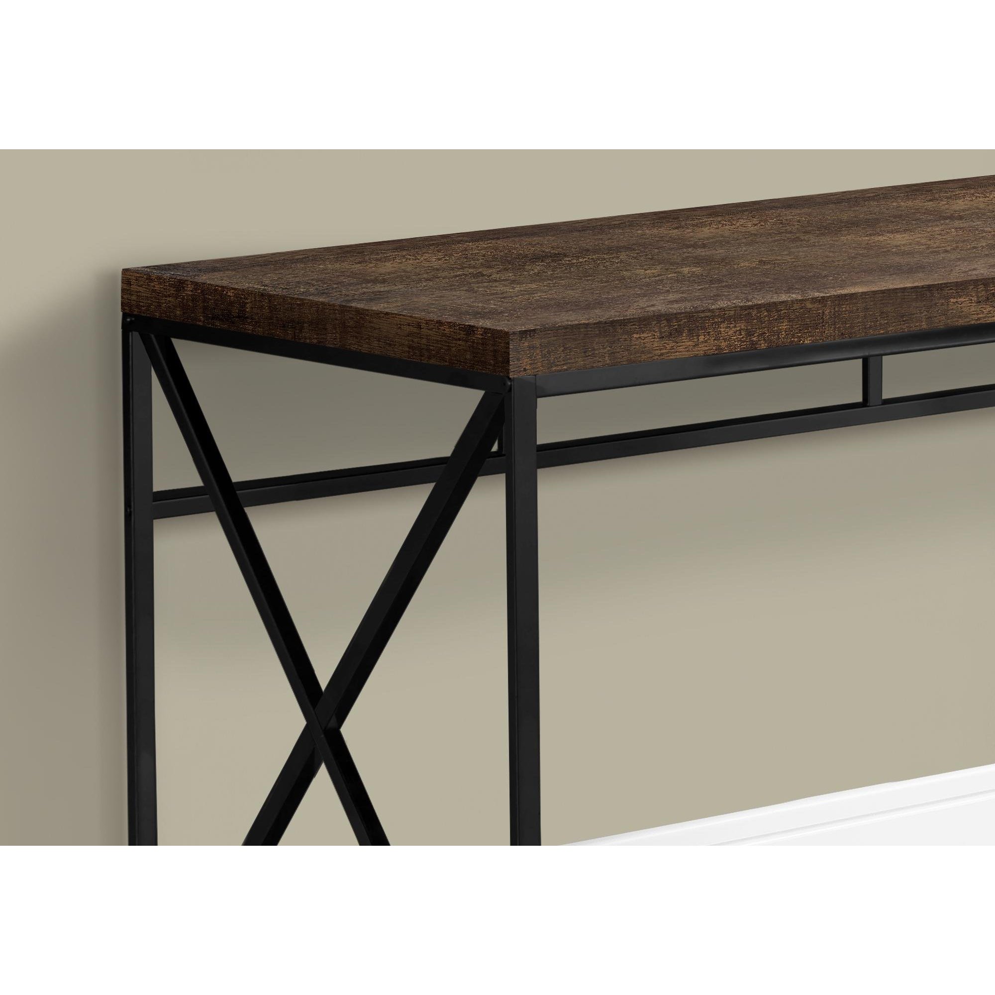 Homeroots 29.75 in. Brown Particle Board & Black Metal Computer Desk - 333547