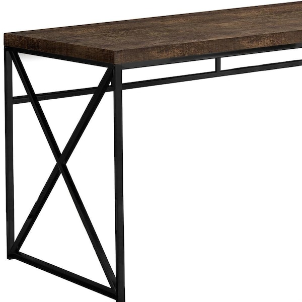 Homeroots 29.75 in. Brown Particle Board & Black Metal Computer Desk - 333547