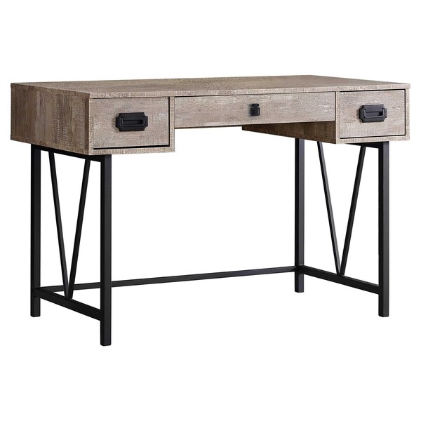 Homeroots 31 in. Taupe Particle Board & Black Metal Computer Desk with a Hollow Core - 333515