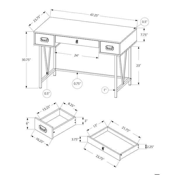 Homeroots 31 in. Taupe Particle Board & Black Metal Computer Desk with a Hollow Core - 333515
