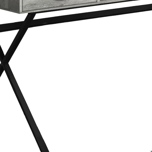 Homeroots 29.25 in. Grey Reclaimed Wood Particle Board & Black Metal Computer Desk - 333545