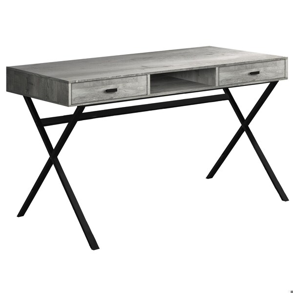 Homeroots 29.25 in. Grey Reclaimed Wood Particle Board & Black Metal Computer Desk - 333545